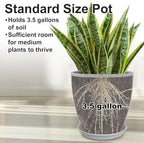GameXcel Flower Pot Indoor - Outdoor Plant Pot - Gray Rough Planter - Elegant Stone Imitation - 12" Diameter 12" Tall with Drainage Holes and Saucer - Image 6