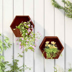 Wall Planter Set of 2, Rustic Corten Steel Vertical Garden Hanging Pots for Outdoor Balcony and Patio Decor, Weathered Metal Finish, 11.8 x 3.9 x 9.8 in by Unknown