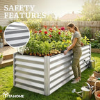 YITAHOME 8x4x3ft Galvanized Raised Garden Bed, Metal Planter Box with Safety Rubber, Gloves, Outdoor Flower Bed for Planting Plants Vegetables, Silver - Image 6