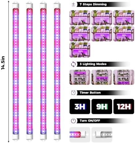 Bamworld Plant Stand with Grow Lights for Indoor Plants Wood Plant Shelf 4 Tier Large Flower Stand for Mutiple Plant Holder Rack for Patio Living Room BalconyDecor Purple Light - Image 5