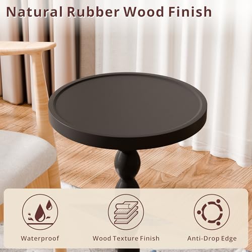 Small Round Side Table, Rubberwood‌ Drink Table for Small Spaces - Image 5