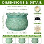 6 Inch Pots for Plants, Ceramic Plant Pot, Crack Lake Green - Image 2