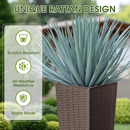 Devoko Resin 23.6'' Tall Planters, Large Taper Outdoor Planter - Image 2