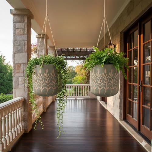 Blue Sky Ceramic Hanging Rusted Leaves 6.5'' Flower Pot - Image 2