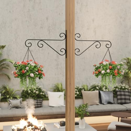 PROWORX 4 Pack 16 Inch Plant Hangers Outdoor Bracket, Indoor Wall Mount Metal Heavy Duty Rust-Resistant Bird Feeder Plant Hooks for Hanging Planters, Flower Baskets, Black - Image 3