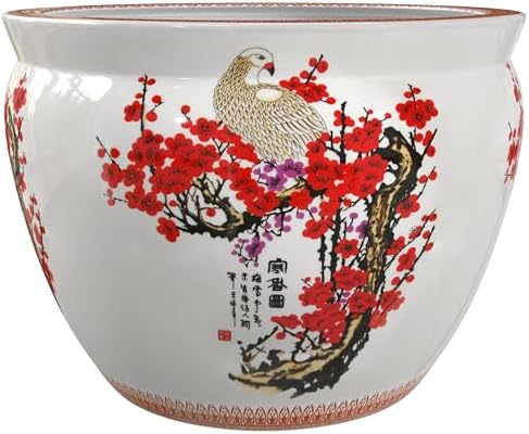 Red Lantern Large 20" Porcelain Fishbowl Cherry Blossom Planter by RedLantern