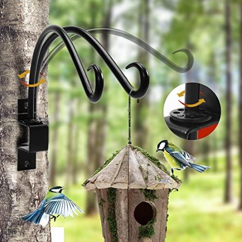 Maosen 12 Inches Swivel Plant Hangers Outdoor - 2 Pack Black Iron Plant Hanging Hook Bracket for Flowers Baskets Planter Pots Bird Feeder Lanterns Wind Chimes - Image 4