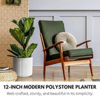 Fox & Fern Large Planter for Indoor or Outdoor, Matte White, 12 Inch - Image 2