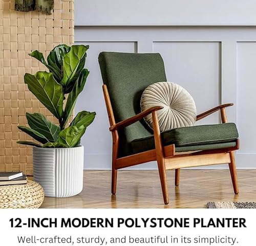Fox & Fern Large Planter for Indoor or Outdoor, Matte White, 12 Inch - Image 2