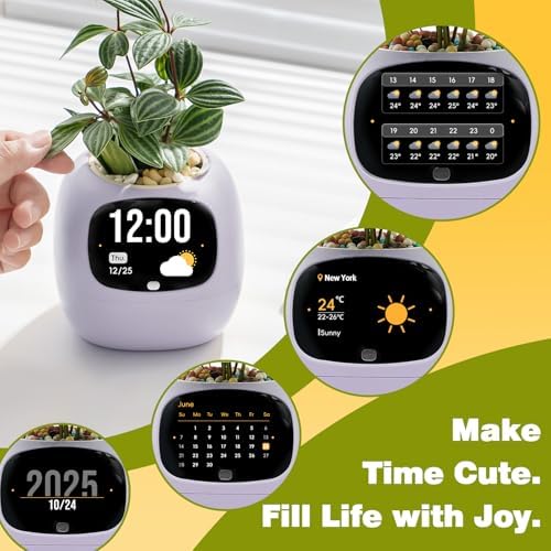 PLANTSIO Smart Plant Pot with Screen, 80ml Self-Watering Planter Purple - Image 6