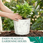 10 Inch Ceramic Plant Pot with Drainage Hole Mesh Net, Large Flower Pots for Indoor Plants with Saucer, Gardening Pots Outdoor (White Silk) - Image 5