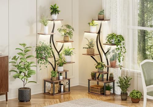 PRAISUN 51.3 Inch Plant Stand with Grow Light, 6 Tiered Indoor Plant Shelf - Image 4