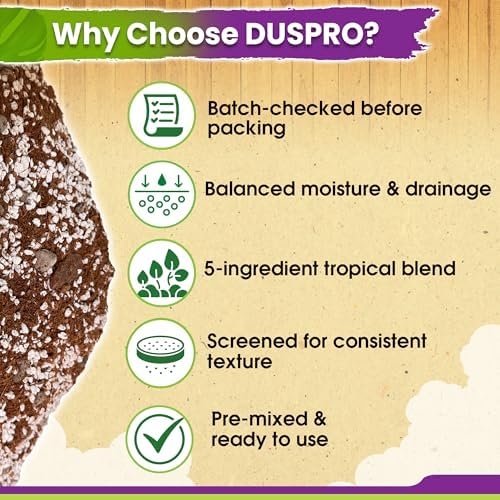 DUSPRO Pre-Mixed 5in1 Tropical Potting Mix, Drainage & Root Airflow, 16QT - Image 4