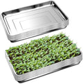 RooTrimmer 10 Pack Large Stainless Steel Seedling Trays, Heavy Duty Metal Water Catch Trays for Nursery Pots Transplant, Seed Germination & Propagation Flats (17.5 inch×13.56 inch, 1.18" Height) by RooTrimmer
