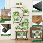 Plant Stand Indoor with Grow Lights, 8 Tiered Metal Plant Shelf with Wheels, 58" Tall Corner Plant Stand Flower Display Rack Holder for Living Room, Patio - Image 4