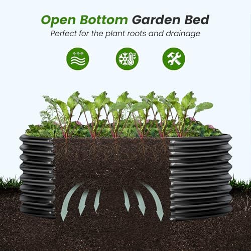 Land Guard 3×3×2ft Galvanized Raised Garden Bed Kit, Round Galvanized Planter Raised Garden Boxes Outdoor, Large Metal Raised Garden Beds for Vegetables, Grey - Image 6