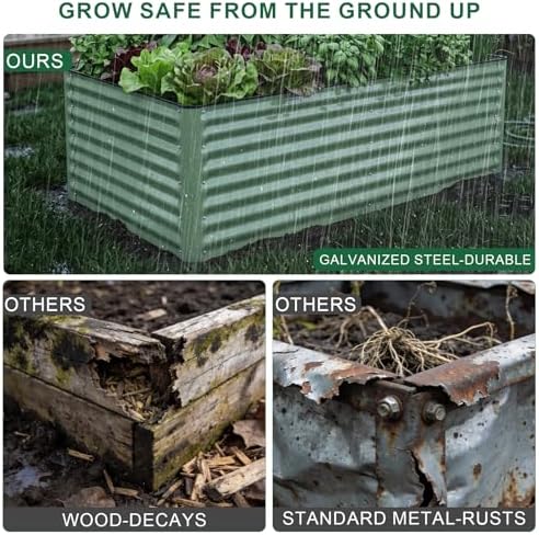 6x3x2 Ft Galvanized Steel Raised Garden Bed, Green, 1 Pack - Image 3