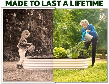 Plant & Plot Galvanized Raised Garden Beds Outdoor // 4×2×1 ft (2-Pack) Planter Raised Beds for Gardening, Vegetables, Flowers // Large Metal Garden Box (White) // Patented Tool-Free Design - Image 3