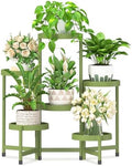 iDavosic.ly 6 Tier Folding Plant Stand Indoor Outdoor, Plastic Tray, Green by iDavosicly