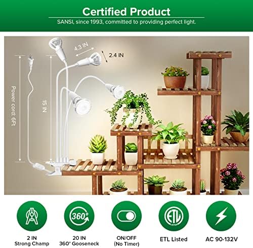 SANSI Grow Lights for Indoor Plants, 40W Clip-On Gooseneck LED Plant Lights - Image 4