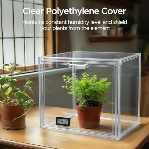 HBlife Mini Greenhouse for Indoor, Clear Stackable Green House with Magnetic Waterproof Door for Small Plants Nursery Germination and Display, Tabletop Portable Greenhouse, 14.1x8.6x10.6 Inch (2 Pack) - Image 4