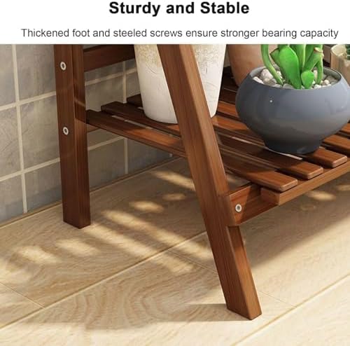 Bamboo Ladder Plant Stand 3 Tier Foldable Flower Pot Display Shelf Rack for Indoor Outdoor Multiple Plants Home Patio Lawn Garden Balcony Organizer Planter Holder,50cmL - Image 7
