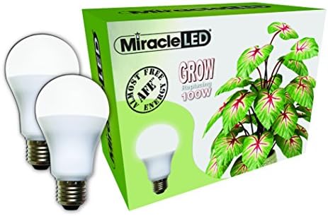 Miracle LED Almost Free Energy 100W Spectrum Grow Lite - Daylight White Full Spectrum LED Indoor Plant Growing Light Bulb for DIY Horticulture, Hydroponics, and Indoor Gardens (604301) 2Pack by Miracle+LED