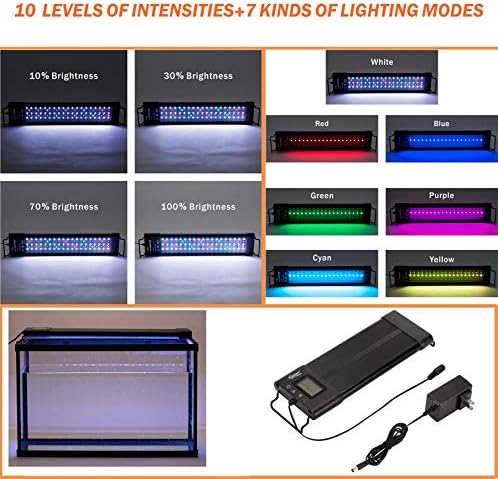 hygger Auto On Off LED Small Aquarium Light 12-17 Inches Dimmable 7 Colors Full Spectrum Fish Tank Light Fixture for Freshwater Planted Tank Build in Timer Daylight Moonlight & DIY Mode - Image 2
