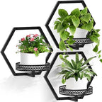 3 Packs Wall Planters for Indoor Plants, 7.9inch Metal Wall Plant Holder Hanger Wall Decor, Wall-Mounted Hanging Planters Window Plant Shelves Outdoor (Black Openwork) by JOPBENG