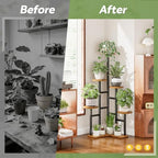 6 Tier Plant Stand Indoor Outdoor Metal Wood Tall Corner Plant Shelves - Image 6