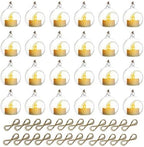 Sziqiqi Hanging Glass Globes Orbs Tea Light Candle Holders with Flameless LED Tealight for Wedding Ornaments, Wedding Birthday Christmas Party Centerpiece Accessory 2.36inch 20pcs +4 Extra by SZIQIQI