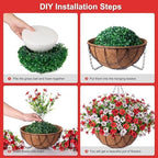 INXUGAO Artificial Fake Flowers Hanging Basket for Outdoor Decoration - Image 3