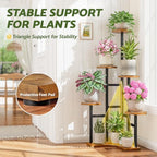 6 Tier Plant Stand Indoor Outdoor Metal Wood Tall Corner Plant Shelves - Image 7