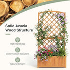 S AFSTAR Wooden Raised Garden Bed with Trellis, 63" Tall Planter Box with Drainage for Vines Climbing Plants Flowers Herbs, Elevated Gardening Planter for Backyard, Balcony & Patio - Image 2