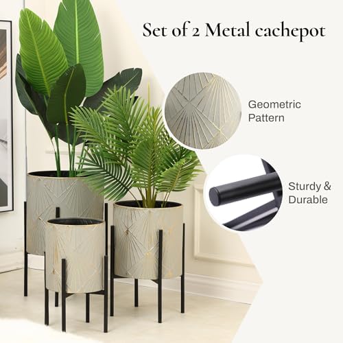 LuxenHome Planters for Indoor Plants, Set of 3 Floor Plants Pots with Stand - Image 5