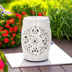 SAFAVIEH Outdoor Flora Ceramic Garden Stool, 18.5" Creme ACS4527B - Image 4