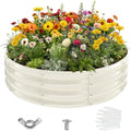 12 Inch Tall 48 Inch Diameter Round White Raised Garden Bed Kits Outdoor by YSEJOMP