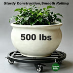 18 Inch Metal Plant Caddy with Wheels Heavy Duty,Large Rolling Plant Stand Indoor Outdoor Use,Round Plant Dolly with Heavy Casters,Rust-Proof Plant Roller Tray for Big Planters Pots,1-Pack - Image 2