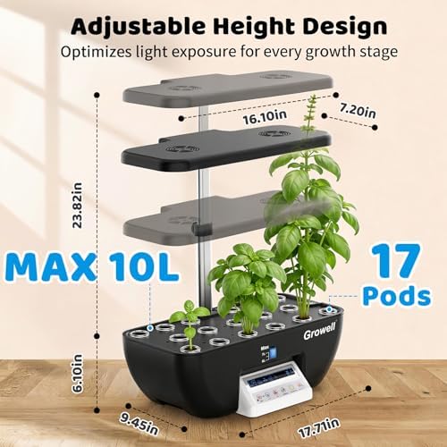 Growell 17 Pods Hydroponics Growing System Kit, Indoor Garden with 2 Fans - Image 2