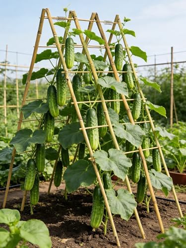 2 Pack 47''x18'' Bamboo Trellis for Climbing Plants Outdoor, Oltara A-Frame Foldable Garden Trellis for Cucumbers, Raised Beds, Tomatoes, Beans, Vegetables & Flowers Support - Image 6