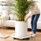 5-pack 11.8" Large Plant Caddy with Wheels Plastic Plant Dolly with Locking Caster Flower Pot Mover Rollers Wheeled Rolling Plant Stands Round Plant Saucer on Wheels Indoor Outdoor Base Coasters White - Image 6