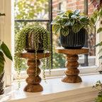 2 Pack Teak Wood Display Risers for Rustic Natural Home Decor - Image 4