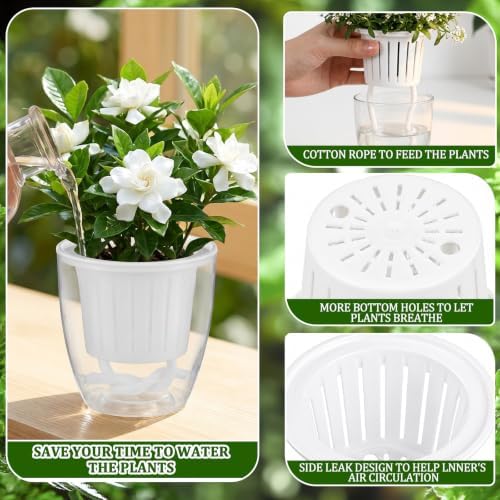 Self Watering Plant Pots, 3.5'', Transparent White, 36 Pcs - Image 3