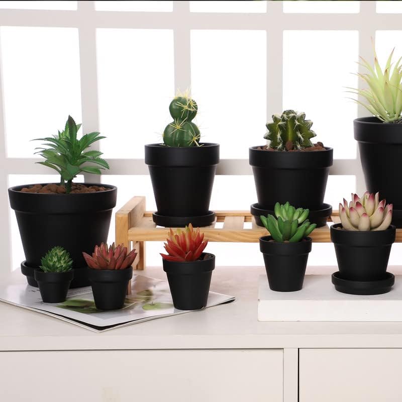 Yishang 2 inch Black Small Terracotta Pots with Drainage Holes,Mini Clay Ceramic Pottery Planter,Cactus Flower Nursery Terra Cotta Pots, for Indoor/Outdoor Succulent Plants, Crafts(80 Pack) - Image 6