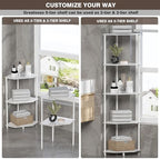 5 Tier Corner Shelf Stand, 50.2", Marble White - Image 3