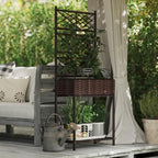 Outsunny Raised Garden Bed with Trellis, Wicker Storage Planter, Brown - Image 2