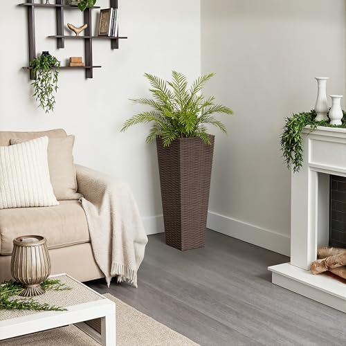 Greesum 23 Inch Tall Plastic Planters (Set of 2), Brown - Image 2