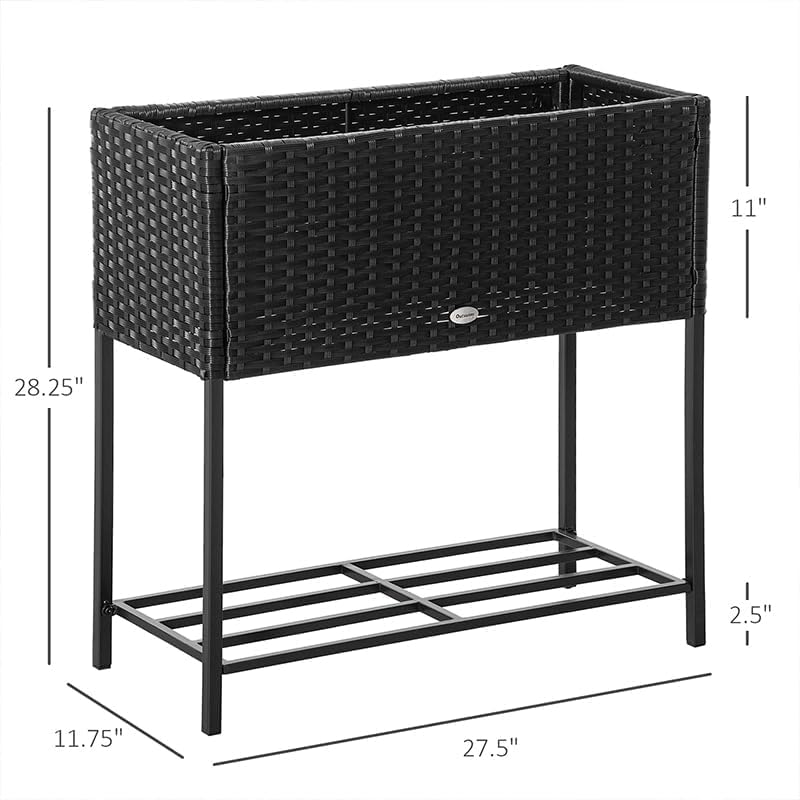 Outsunny Raised Garden Bed Elevated Planter Box Tool Storage Shelf Black - Image 6