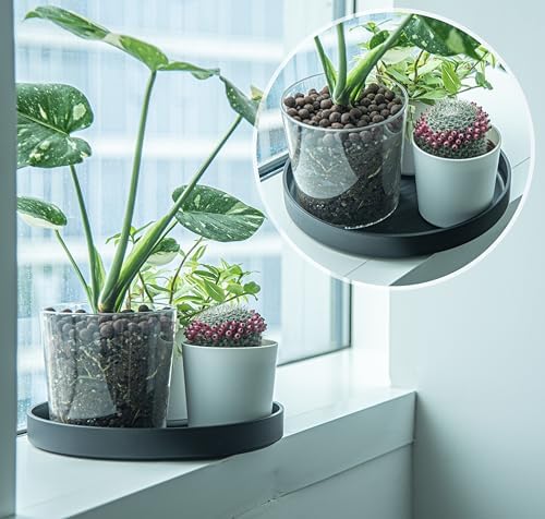 Phoenix Vine 12 Inch Plastic Plant Saucer Water Drip Tray, Heavy Sturdy Round Plant Drainage Tray for Indoors Outdoor, Set of 2, Matte Black, 21-TY-12B-2 - Image 5