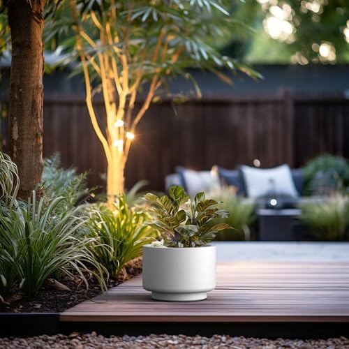 Kante Accent Round Pedestal White Concrete Planter 12.6" Dia, Outdoor - Image 3